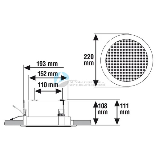 Honeywell 582401 6 W ABS 3” gömme tavan hoparlörü EN54